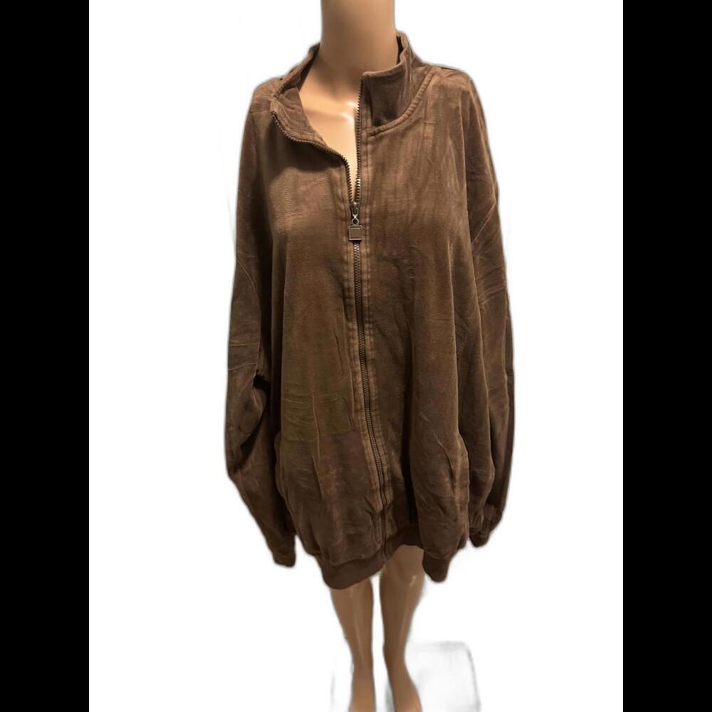 Men's Kingsize Size-2XT Stylish Oversized Jog Suit Brown Zip-Up Jacket/Pants